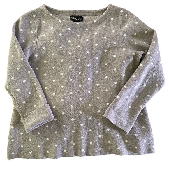 Cynthia Rowley Gray Polka Dot Chenille Top Medium - Picture 1 of 10